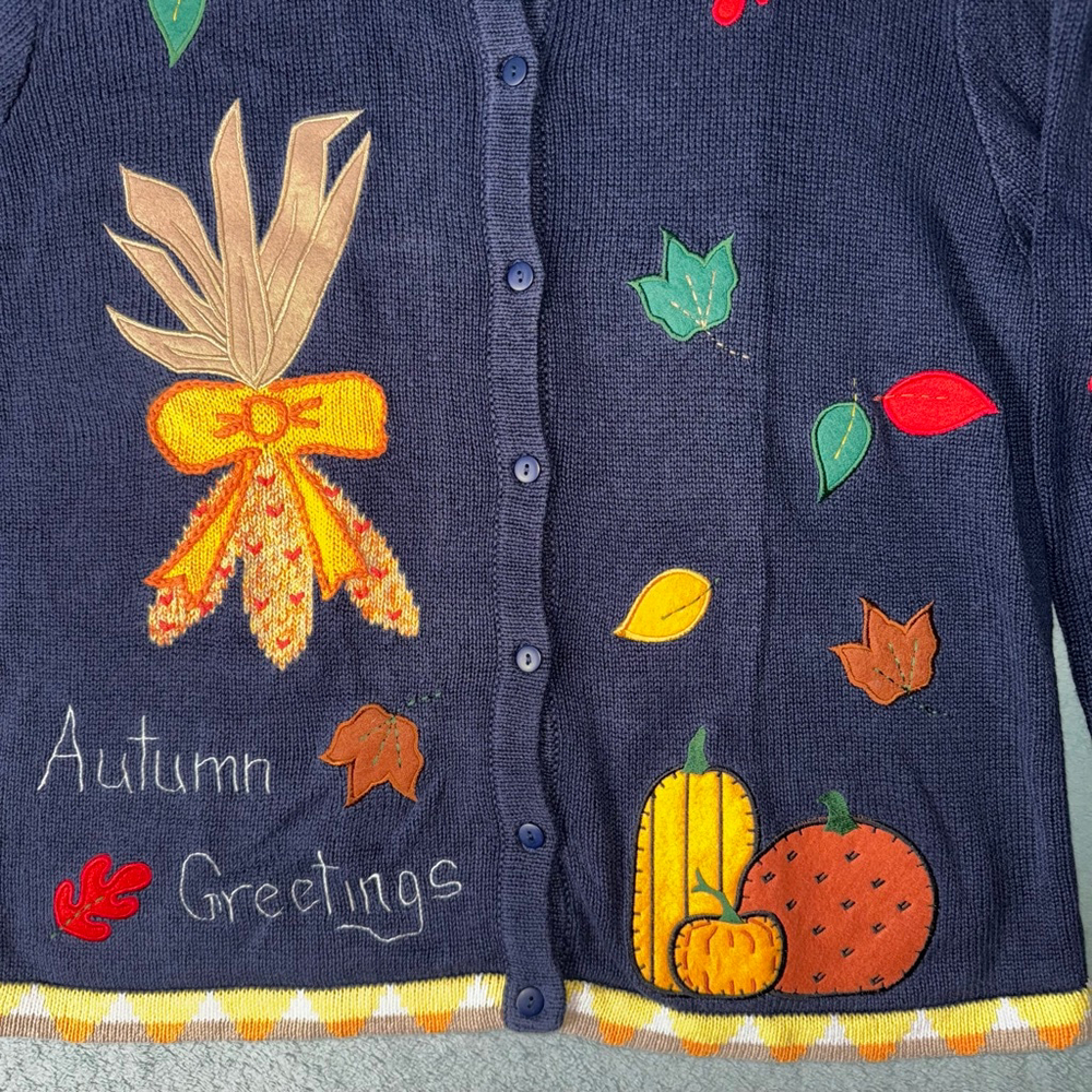 The Quacker Factory Womens Embroidered Multi Color Buttoned down Cardigan Large - Picture 5 of 14